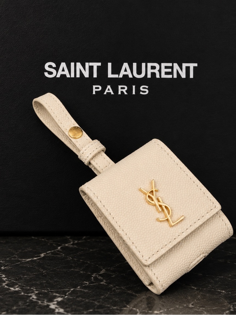 💛🤍💛YSL Leather AirPod Case Keychain💛🤍💛